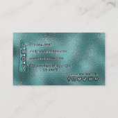 Elegante Blauwgroen Folie golvende agaat make-up a Visitekaartje (Achterkant)