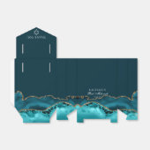 Elegante Blauwgroen Gold Agate Bat Mitzvah Party Bedankdoosjes (Uitgevouwen)