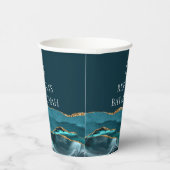 Elegante Blauwgroen Gold Bat Mitswa Party Custom Papieren Bekers (Rechts)