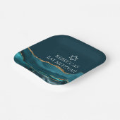 Elegante Blauwgroen Gold Bat Mitswa Party Custom Papieren Bordje (Gebogen)