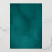 Elegante Blauwgroen Gold Leaf Krans Quinceanera Folie Uitnodiging (Achterkant)