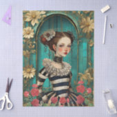 Elegante Blauwgroen Gotische Meisje Craft Tissue P Tissuepapier (Craft)