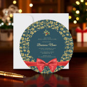 Elegante blauwgroen gouden kerstfeest Uitnodigen Kaart