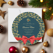 Elegante blauwgroen gouden kerstfeest Uitnodigen Kaart