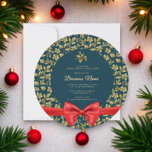 Elegante blauwgroen gouden kerstfeest Uitnodigen Kaart