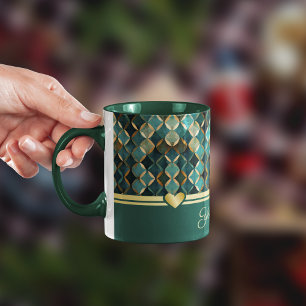 Elegante blauwgroen-gouden koffie Mok