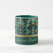 Elegante blauwgroen-gouden koffie Mok (Midden)