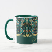 Elegante blauwgroen-gouden koffie Mok (Links)