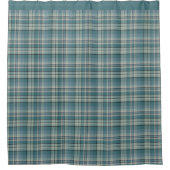 Elegante Blauwgroen Green Plaid Stijlvolle Print Douchegordijn (Voorkant)