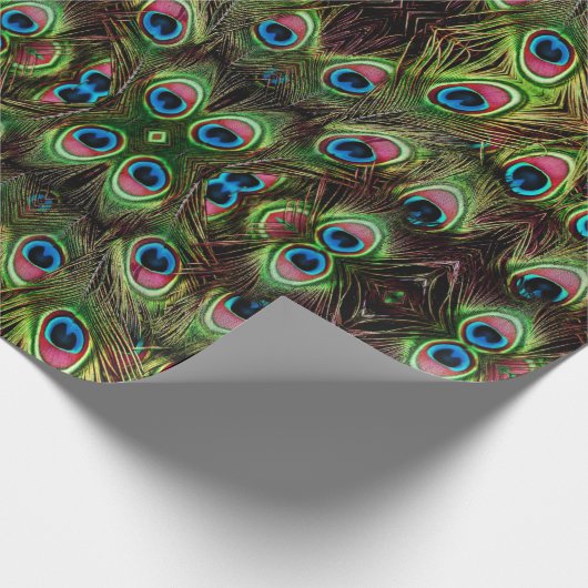 Elegante Blauwgroen Groen Blauw Turquoise Pauw vee Cadeaupapier (Hoek)