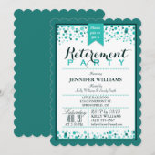 Elegante Blauwgroen groene pensioenpartij Kaart (Voorkant / Achterkant)