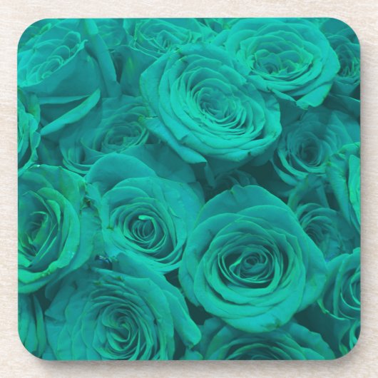 Elegante blauwgroen groene rozen onderzetter (Voorkant)