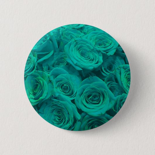 Elegante blauwgroen groene rozen ronde button 5,7 cm (Voorkant)