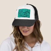 Elegante blauwgroen groene rozen trucker pet (In situ)