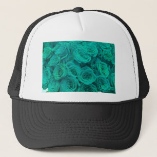 Elegante blauwgroen groene rozen trucker pet