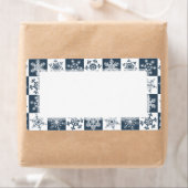 Elegante Blauwgroen groene wintersneeuwvlokken Etiket (Insitu)