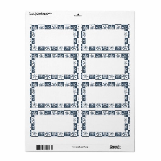 Elegante Blauwgroen groene wintersneeuwvlokken Etiket (Full Sheet)