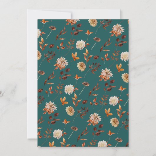 Elegante Blauwgroen herfstbruiloft Kaart (Achterkant)