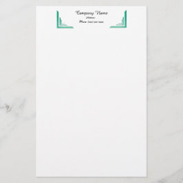 Elegante Blauwgroen Hoek Grens Professionele Stati Briefpapier