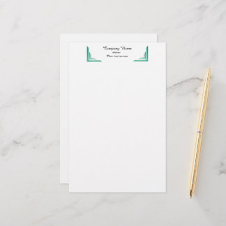 Elegante Blauwgroen Hoek Grens Professionele Stati Briefpapier