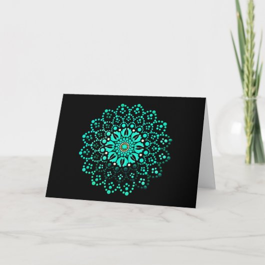 Elegante Blauwgroen Mandala Blank Note Kaart (Voorkant)
