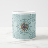 Elegante Blauwgroen Mandala Mok (Voorkant)