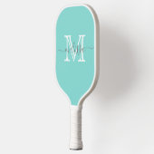 Elegante Blauwgroen Minimale Naam en Monogram Pickleball Paddle (Links)