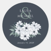 Elegante Blauwgroen Mint Bloemen Ronde Sticker (Voorkant)