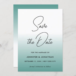Elegante Blauwgroen moderne minimalistische Sjablo Save The Date