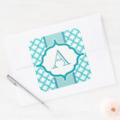 Elegante Blauwgroen Monogram Stickers (Envelop)