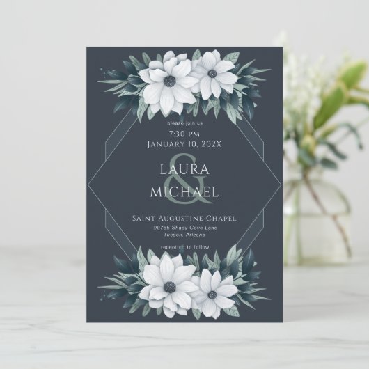 Elegante  Blauwgroen muntbloemen Kaart (Staand voorkant)