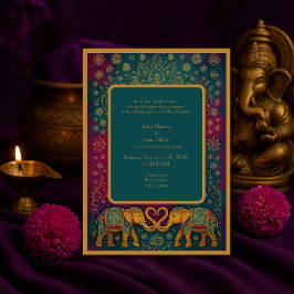 Elegante blauwgroen oosterse olifant mandala bruil kaart