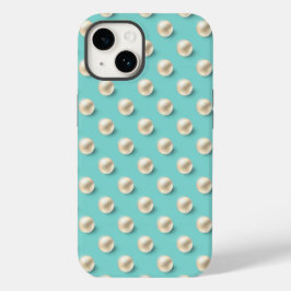 Elegante Blauwgroen & Parels iPhone Case