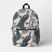 Elegante Blauwgroen pauwen & magnolia bloemen ivoo Bedrukte Rugzak (Voorkant)