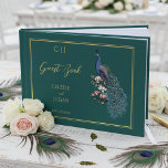 Elegante Blauwgroen Peacock foto bruiloft gastenbo Gastenboek<br><div class="desc">Dit elegante Blauwgroen Peacock Photo Wedding Guest Book is voorzien van echte gouden folie lijsten en tekst,  met een stijlvolle handgetekende blauw en blauwgroen pauw in inkt,  allemaal tegen een bijna zwarte achtergrond. Op de achterkant staat een verlovingen foto van de toekomstige heer en mevrouw.</div>