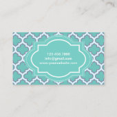 Elegante Blauwgroen Quatrefoil Wedding Planner Visitekaartje (Achterkant)