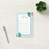 Elegante Blauwgroen Rozen Floral Gingham to do lis Post-it® Notes (Kantoor)