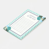 Elegante Blauwgroen Rozen Floral Gingham to do lis Post-it® Notes (Schuin)