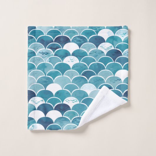 Elegante Blauwgroen Turquoise Blauwe Zeemeerminsch Bad Handdoek (Wasdoekje)