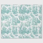 Elegante  blauwgroen turquoise toile de jouy cadeaupapier (Vlak)