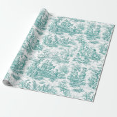 Elegante  blauwgroen turquoise toile de jouy cadeaupapier (Uitgerold)