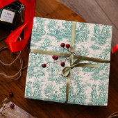 Elegante  blauwgroen turquoise toile de jouy cadeaupapier