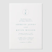 Elegante Blauwgroen Turquoise Waterverf Monogram b Vellum Uitnodigingen (Voorkant)