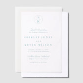 Elegante Blauwgroen Turquoise Waterverf Monogram b Vellum Uitnodigingen (Offset)