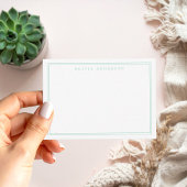 Elegante Blauwgroen twee grens minimalistische mon Notitiekaartje