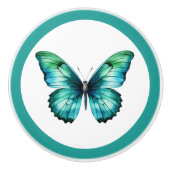 Elegante Blauwgroen vlinder turquoise blauwe ladek Keramische Knop (Voorkant)
