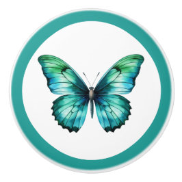 Elegante Blauwgroen vlinder turquoise blauwe ladek Keramische Knop
