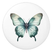 Elegante Blauwgroen vlinder turquoise blauwe ladek Keramische Knop (Voorkant)