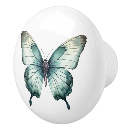 Elegante Blauwgroen vlinder turquoise blauwe ladek Keramische Knop (Rechts)
