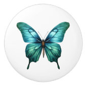 Elegante Blauwgroen vlinder turquoise blauwe ladek Keramische Knop (Voorkant)